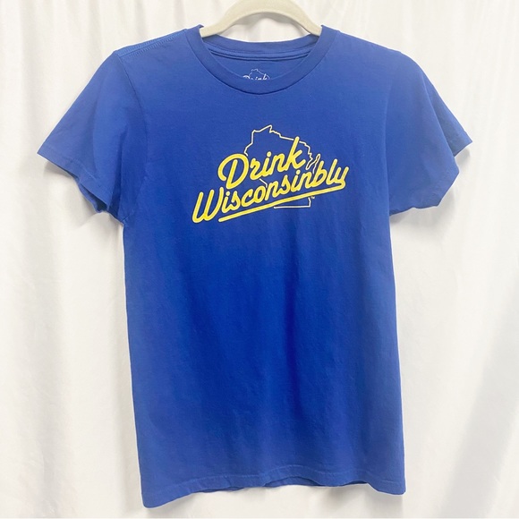 Drink Wisconsinbly Blue T-Shirt - Picture 1 of 4